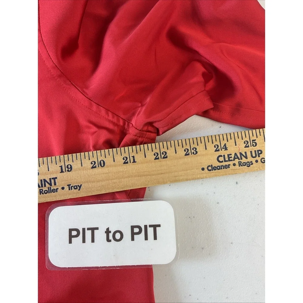 J. Crew Slim-fit satin shirt Red Button‎ up Size 14 career Dressy Party Office